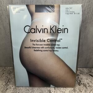 VINTAGE Calvin Klein Invisible Control Perfectly Sheer Pantyhose Sz C SMOKE GRAY